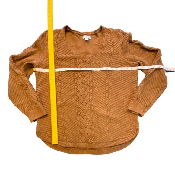 Sonoma Cable Knit Sweater In Warm Chestnut Brown - Size Large - Picture 6 of 14
